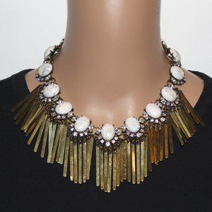 BaubleBar Showgirl Fringe Necklace White Marble Antique Finish